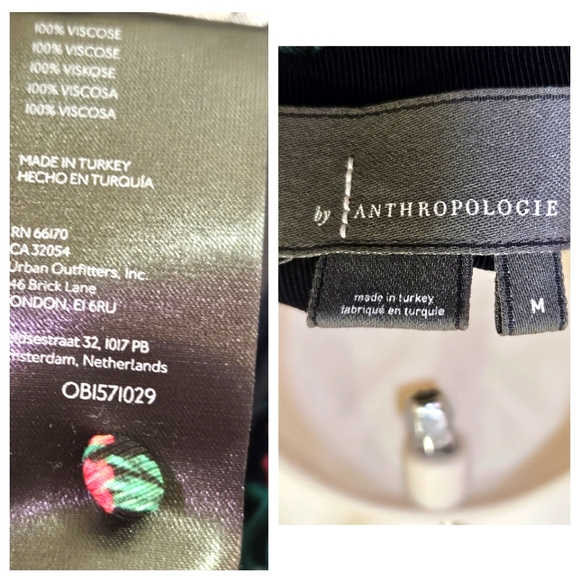 Anthropologie Black Multi-Color Floral Button Front Midi Shirt Dress,Medium - Picture 16 of 16